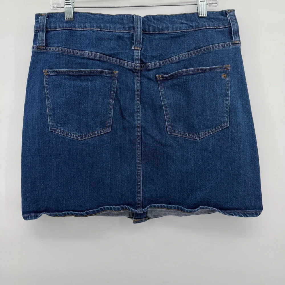 Madewell Denim Button Front A Line Mini Skirt Dark Wash Casual Classic Womens 32